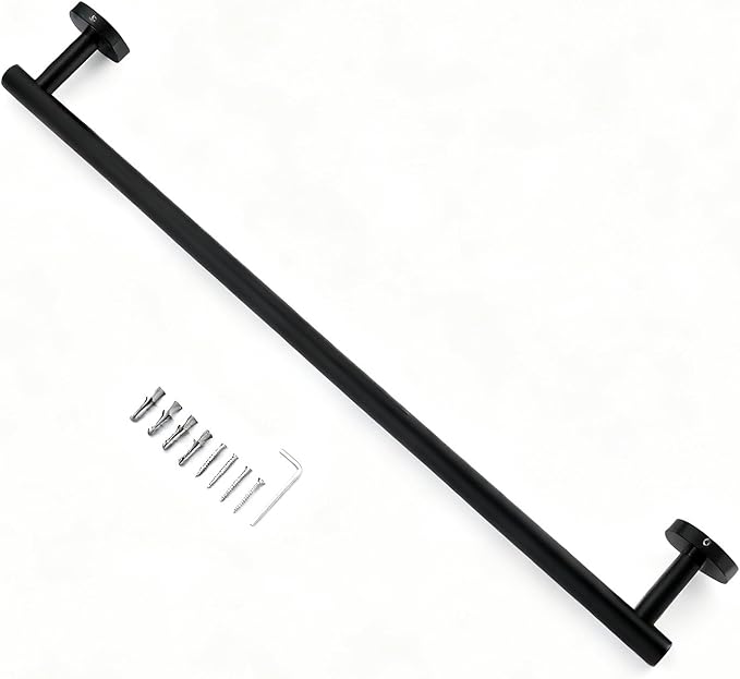 SEIDO Black Towel Bar 36 Inch One-Piece Design, SUS 304 Stainless Steel Towel Holder for Bathroom Wall, Towel Rod with 33" Hanging Length, Heavy Duty Hand Towel Rack, w/ 22lb Capacity & Hardware Kit