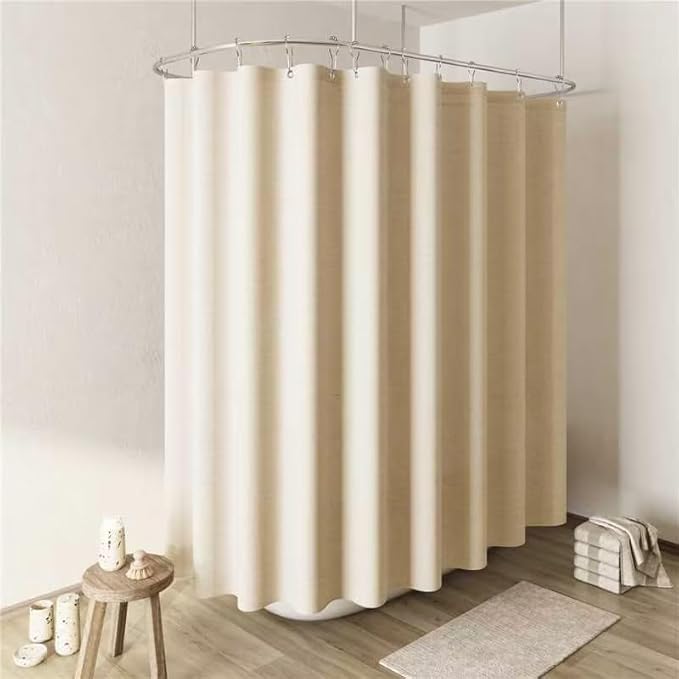 Naturoom Beige Linen Shower Curtain, Textured Fabric Shower Curtains for Bathroom Modern Farmhouse Neutral Tone Premium Quality Fabric Bohemian Rustic Cottage Country Bathroom Decor, Cream, 108 x 72