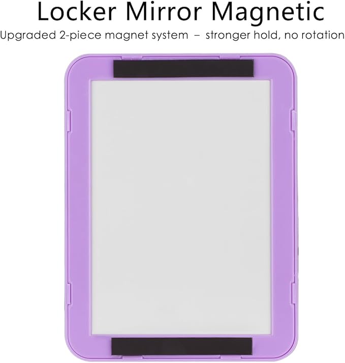 ARTLYMERS Magnetic Locker Mirror, 5x7 Real Glass Small Mirrors for Locker with Magnetic Backing, for School Locker, Bathroom, Household Refrigerator, Locker Accessory (Purple)