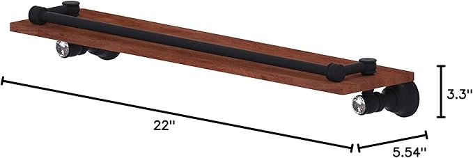 Allied Brass CC-1-22-GAL-IRW Carolina Crystal Collection 22 Inch Gallery Rail Wood Shelf, Matte Black