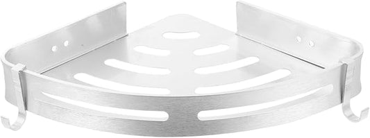 LABRIMP Punch Wall-Mounted Storage Rack Aluminum Triangle Shelf for Bathroom and Kitchen Silver Design Space-Saving Organizer for Towels Shampoo