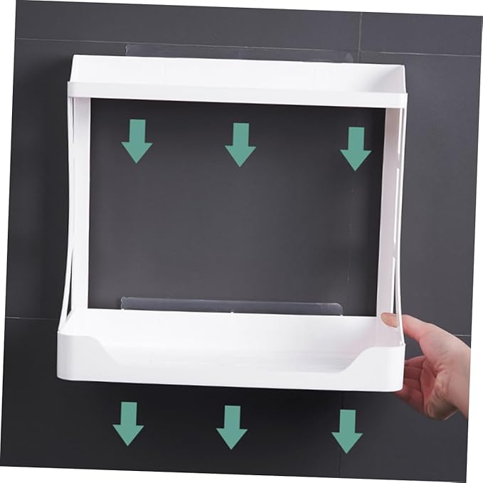 PRETYZOOM Space-saving Double Layer Bathroom Shelves Wall Mounted Storage Rack Punch for Bathroom Kitchen Living Room