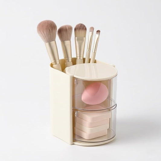 2-Layer(Yellow) Clear Hair Accessories Organizer,Hair Caddy Organizer,with Hair Brushes Holder Rotatable Small Jewelry Box for Hair Clip, Earring Necklaces, Makeup Brush, Hair Accessories.
