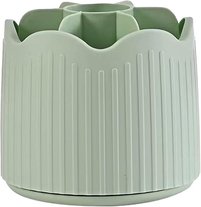 Makeup Brush Holder Organizer with Lid, Cosmetic Tools Organizer 360 Rotating Make up Brushes Storage for Vanity, Transparent & Dustproof (Mint Green)