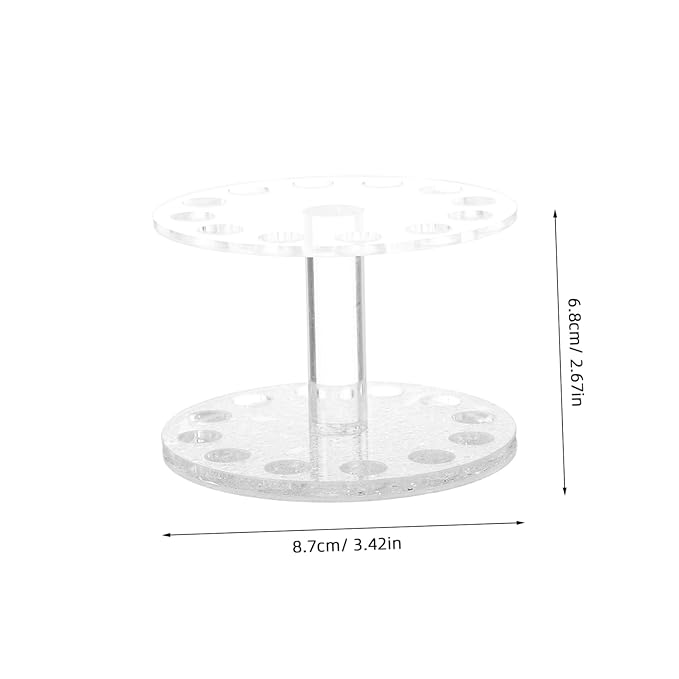 Healeved Round Nail Art Pen Holder Silver Transparent Stand for Nail Brush Tools Durable and Portable Uv Gel Painting Accessory Prevents Mess and Clutter Work Desk