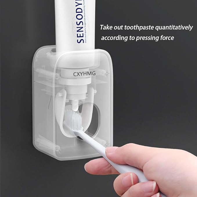 Automatic Toothpaste Dispenser for Kids, 2 PCS Toothpaste Squeezer for Kids & Family Shower Decor, is Wall Mounted Bathroom Accessories Organizer (Grays, 2PACK)