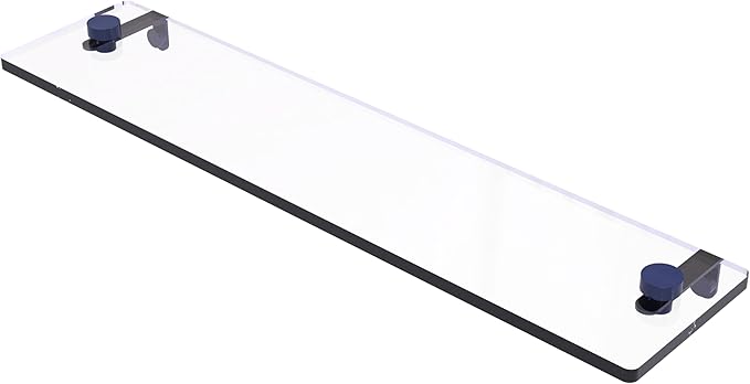 Allied Brass NS-1/22-MBL 22 Inch Glass Vanity Shelf with Beveled Edges, Mediterranean Blue