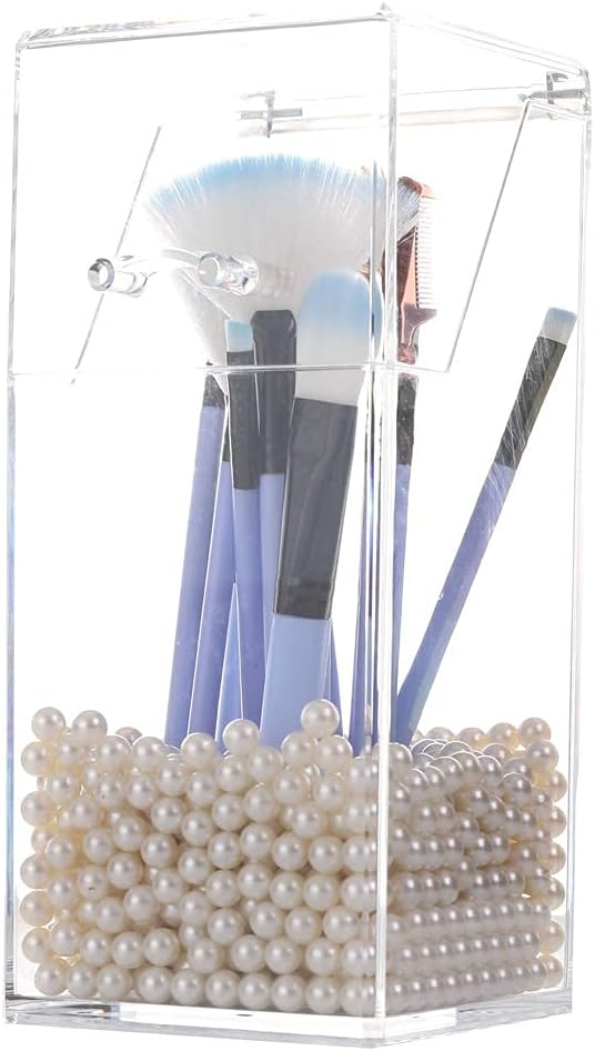 Sooyee Acrylic Makeup Brush Holder Organizer with 8mm White Pearls + 1700-Pcs Loose Beads no Hole 1.1 Lbs (8mm,Ivory)