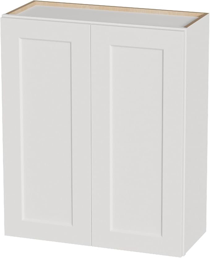 Kisart Laundry Room Cabinets Wall Mounted with Doors & Shelves, Solid Wood RTA Medicine Storage Cabinet, 30" Wx36 Hx12 D Inch White Shaker Hanging Cupboard, Space-Saving for Kitchen, Bathroom, Garage