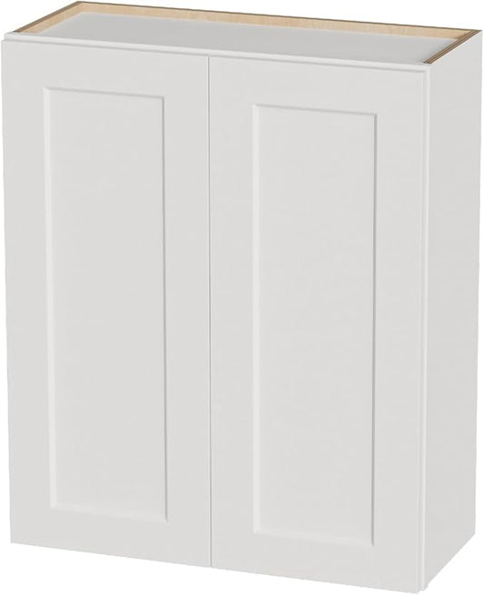 Kisart Laundry Room Cabinets Wall Mounted with Doors & Shelves, Solid Wood RTA Medicine Storage Cabinet, 30" Wx36 Hx12 D Inch White Shaker Hanging Cupboard, Space-Saving for Kitchen, Bathroom, Garage