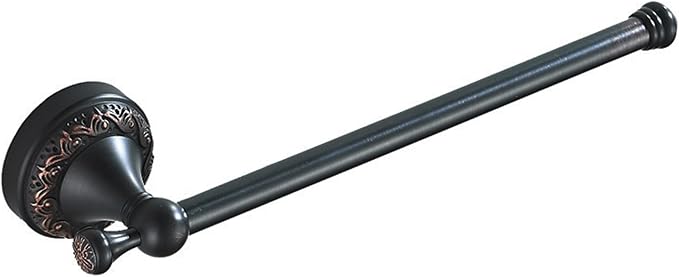Oil Rubble Bronze Brass Bath Towel Holder Towel Rack, Wall Mounted Black Bathroom Hardware Accessories, Pattern Carving Design