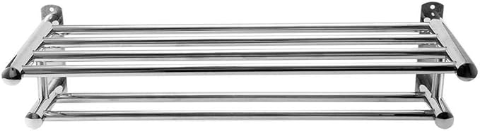 Restokki Double-Layer Stainless Steel Bathroom Shelf, Toilets Storage Shelf, Floating Shelves Screw Mounting Storage Shelves for Kitchen, Bathroom