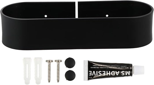 1Pc Punch Metal Bathroom Wall Rack Compact and Easy to Clean Storage Shelf for Toiletries Breathable Design for Quick Drying Black Wall Mounted Organizer