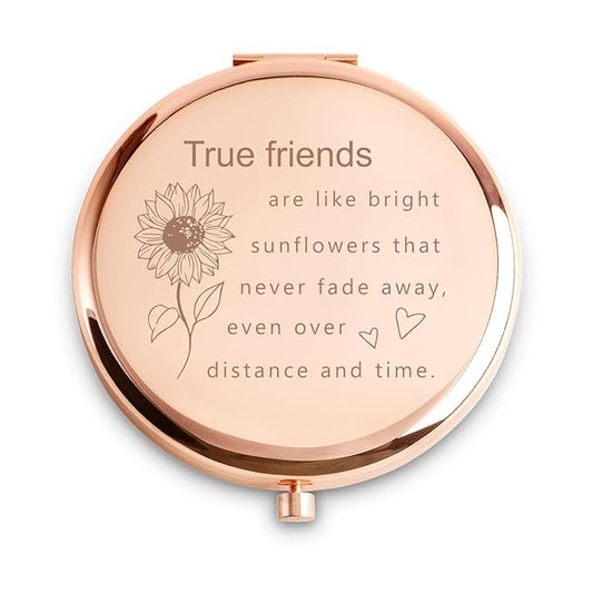 Friendship Gifts for Women Girls, Personalized Gifts for Friends BBF Bestie, Custom Compact Mirror for Birthday, Mothers Day, Graduation, Basket Stuffers