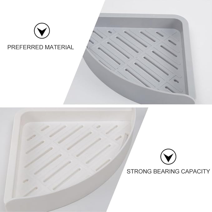 Angoily 2pcs Triangular Wall-Mounted Corner Storage Racks for Bathroom and Kitchen Punch Toiletry Shelves Compact and Design