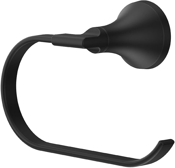 Pfister Vedra Towel Ring, Hand Towel Holder for Bathroom, Wall-Mounted, Screw-in, Matte Black Finish, BRBVED0B