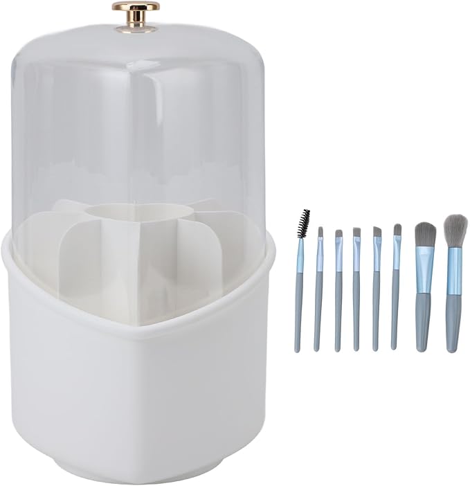 Bewinner Heart Shape Makeup Brushes Storage Large Capacity Organizer with 360 Degree Rotation, Exquisite Design,Makeup Brushes and Holder for Home Office Travel (White)