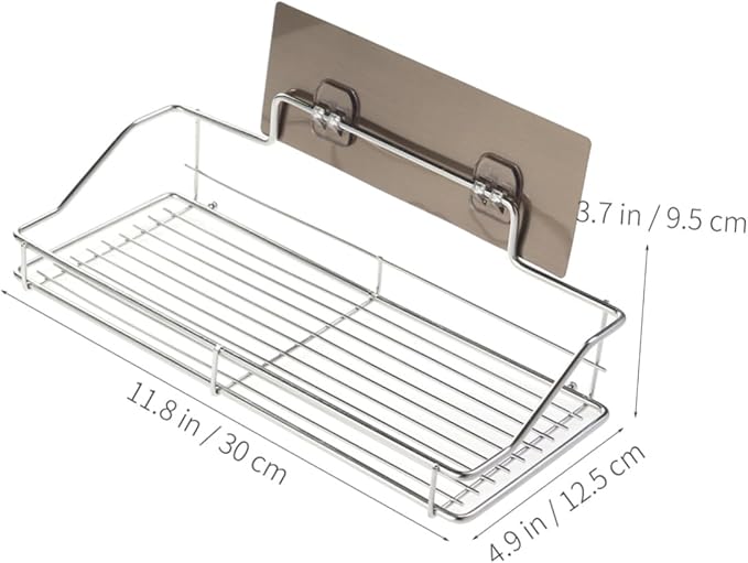 Cabilock Bathroom Shelf Organizer Medium No Drilling Traceless Wall-Mount Storage Rack Stainless Steel for Bathroom and Kitchen Use Strong Adhesive Easy Installation