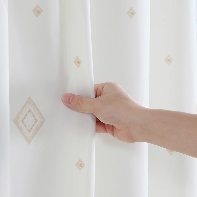 Corinthia Beige Polyester Fabric Cream Printed Elegant Cloth Shower Curtain,Contemporary Ivory Decorative Waterproof Modern Bathroom Curtains,Extra Wide 108" W x 72" L