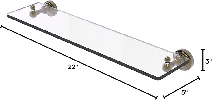 Allied Brass Waverly Place Collection 22 Inch Vanity Beveled Edges Glass Shelf, 22-Inch, Antique Brass