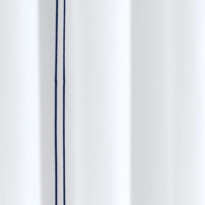 Lush Decor Hotel Collection Shower Curtain Single 72" W x 72" L White & Navy - White Shower Curtains for Bathroom - Bathroom Curtain - Modern Decor