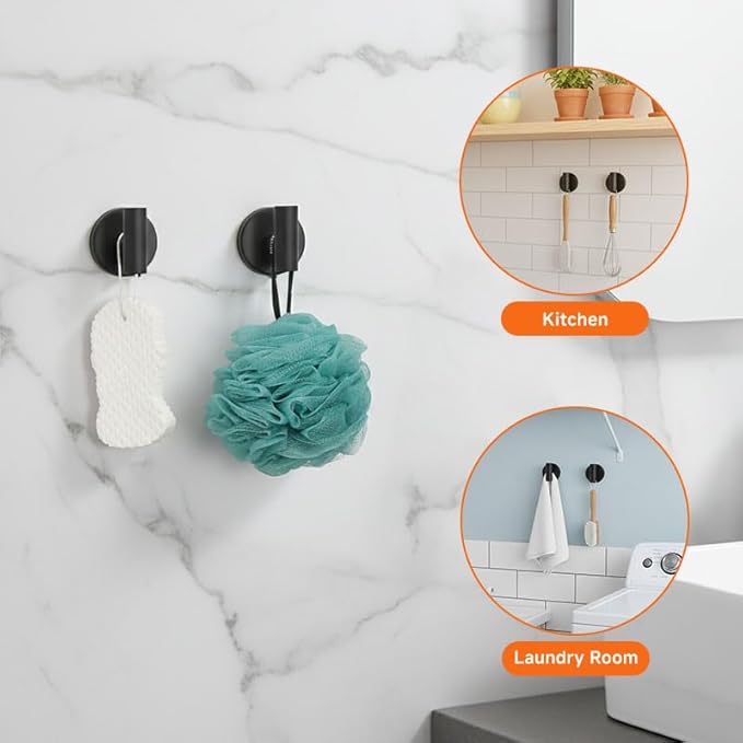 7-Piece Bathroom Hardware Accessories Set SUS304 Stainless Steel Towel Bar Set Wall Mounted 25.9-Inch Towel Rack, Towel Ring, Toilet Paper Holder with Shelf & 4 Hooks, Black