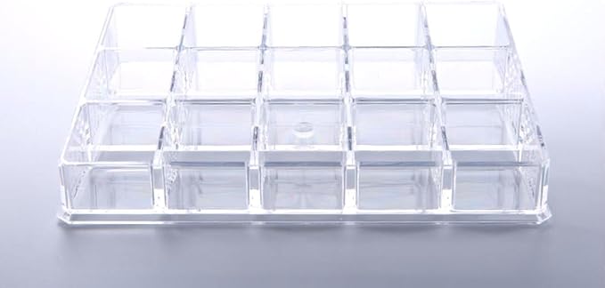 Kamay's Acrylic Transparent Rectangular 15 Grids Lipstick Nail Polish Eyebrow Brush Display Rack (SF-1038)