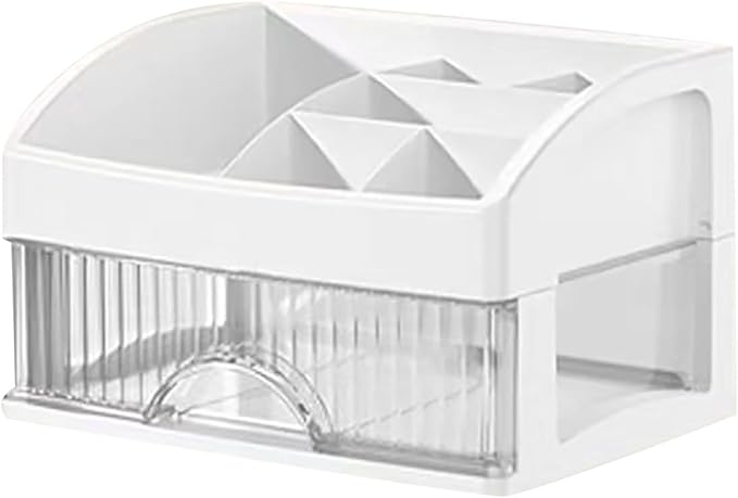 Makeup and Jewelry Organizer-Multilayer Transparent Drawer Storage,Desk Drawer Organizer-Cosmetics Jewelry Storage Cabinet,Desktop Rack for Stationery | Household Storage,for School Home (white, S)