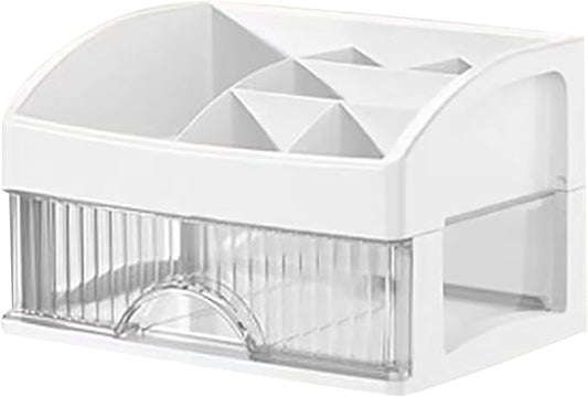 Makeup and Jewelry Organizer-Multilayer Transparent Drawer Storage,Desk Drawer Organizer-Cosmetics Jewelry Storage Cabinet,Desktop Rack for Stationery | Household Storage,for School Home (white, S)