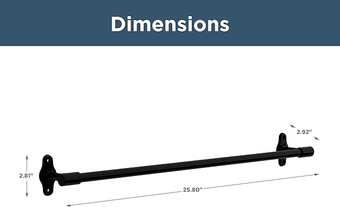 Franklin Brass Calloway (1-Pack) 18'' Towel Rack w/ 6" Extender for Bathroom Matte Black Towel Bar for Bathroom Wall Mounted Towel Holder Rod CLWY26-MB