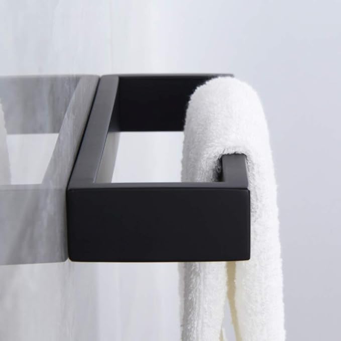 Matte Black Bathroom Towel Ring Stainless Steel Wall Mounted Hand Towel Bar Modern Square Style Towel Rack, D69018B