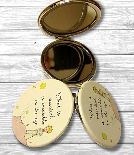The Little Prince Compact Functional Round Mirror, 2.8"L x 2.8"W, White, Tabletop Mount