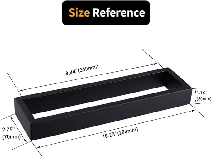 Matte Black Bathroom Towel Ring Stainless Steel Wall Mounted Hand Towel Bar Modern Square Style Towel Rack, D69018B