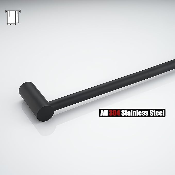JQK Towel Bar Black, 14.5 Inch 304 Stainless Steel Thicken 0.8mm Towel Rack Bathroom Wall Mount, Useable Length 12 Inch, TB610L12-PB