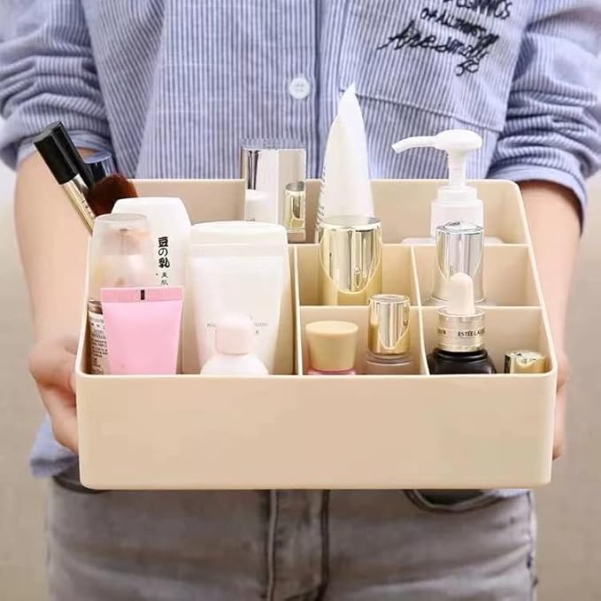 Granvela Home Organizer Bedside Table Organizer Makeup Storage Shelf and Display Box-6 Compartments (Cashmere or Deep Peach)