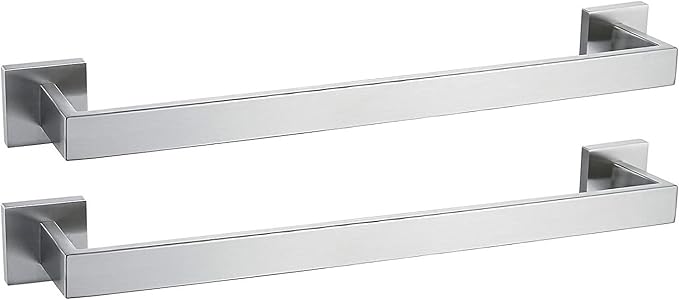 20 Inch Towel Bar 2 Pack for Bathrooms 12/16/20/24/28/32/36 Inch Stainless Steel 304 Brushed Nickel Towel Holder Modern Square Towel Rod Rustproof Wall Mount (2, Brushed Nickel, 20 Inch)