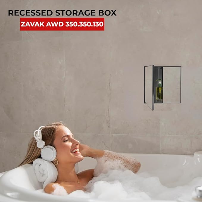 ZAVAK Recessed Wall Niche with Tileable Door in Bathroom, Double Door, Made from 304 Stainless Steel