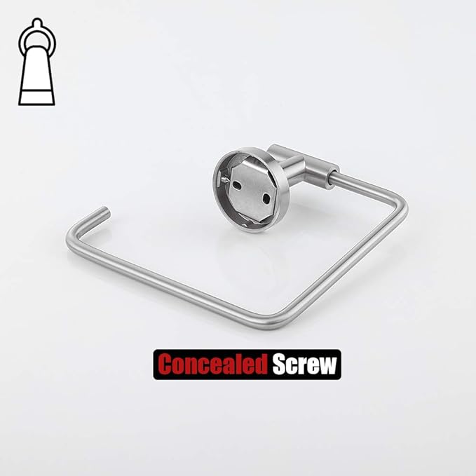 JQK Towel Ring, Stainless Steel Square Ring Towel Holder for Bathroom, 6 Inch Brushed Finished Wall Mount, TR140-BN