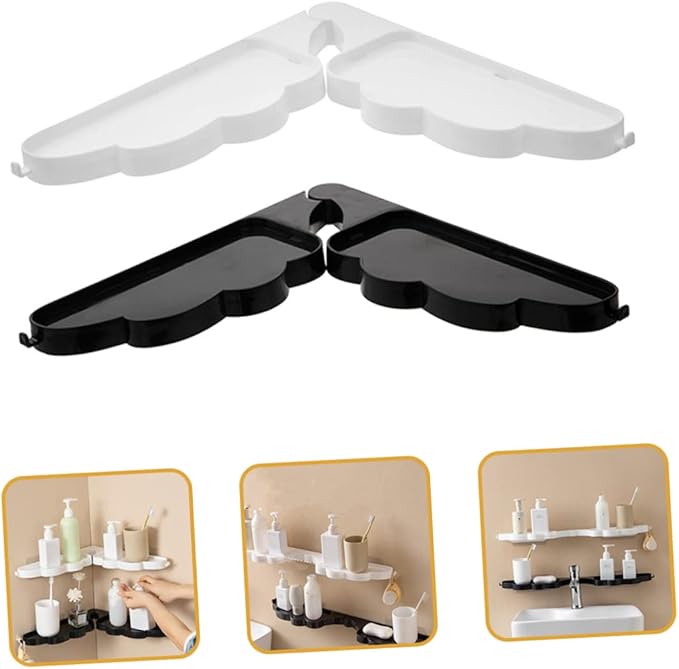 ORFOFE 2pcs Wall-Mounted Toiletries Holder Multi-Functional Corner Shelf for Bathroom Easy Installation Decorative Storage for Items