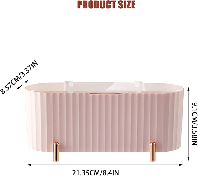 Makeup Organiser 3 Compartments Cotton Pad Holder Cotton Swab Dispenser Makeup Container for Dresser Bedroom Bathroom Cosmetic Bags, Pink