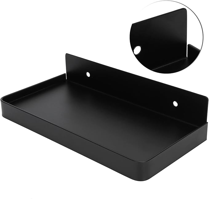 Bathroom Shelves, 7.3X3.5in Stainless Steel Wall Mounted Toilet Phone Holder Shelf, Phone Storage Shelf for Household Bathrooms, Toilets, Kitchens, Showers (Black)
