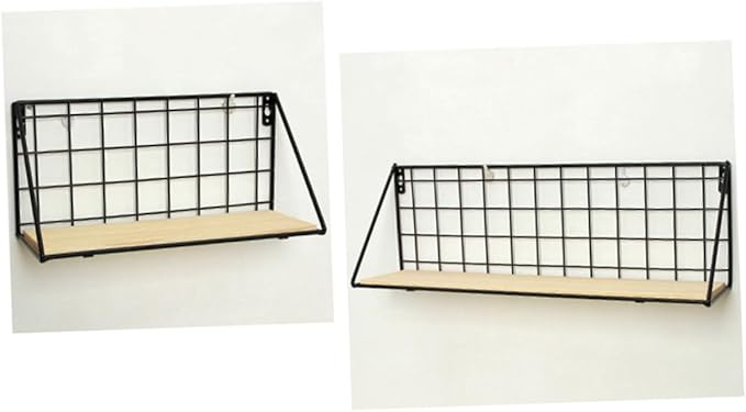 Happyyami Wall-Mounted Iron Shelf for Bathroom Kitchen Living Room Storage Rack Bookshelf Floating Book Shelves Decorative Wall Mount