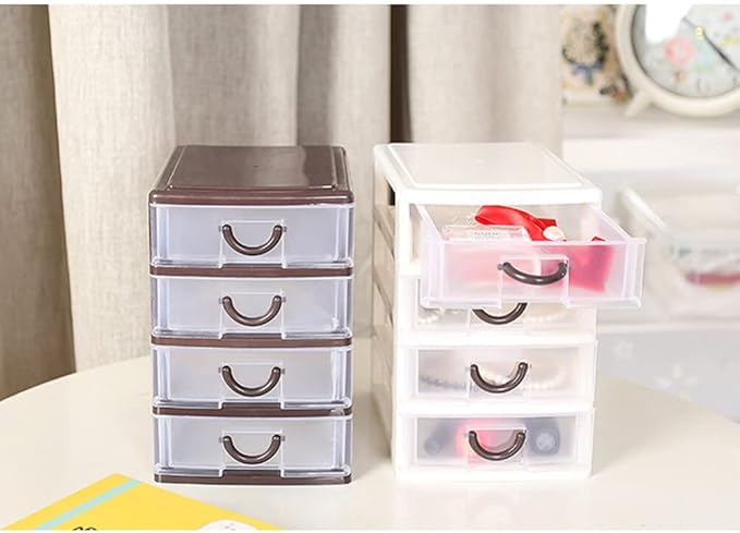 Cabilock 2layer Transparent Plastic Drawer Storage Box for Office and Home Multifunctional Organizer for Cosmetics Office Supplies and Sundries Creative Desktop Holder