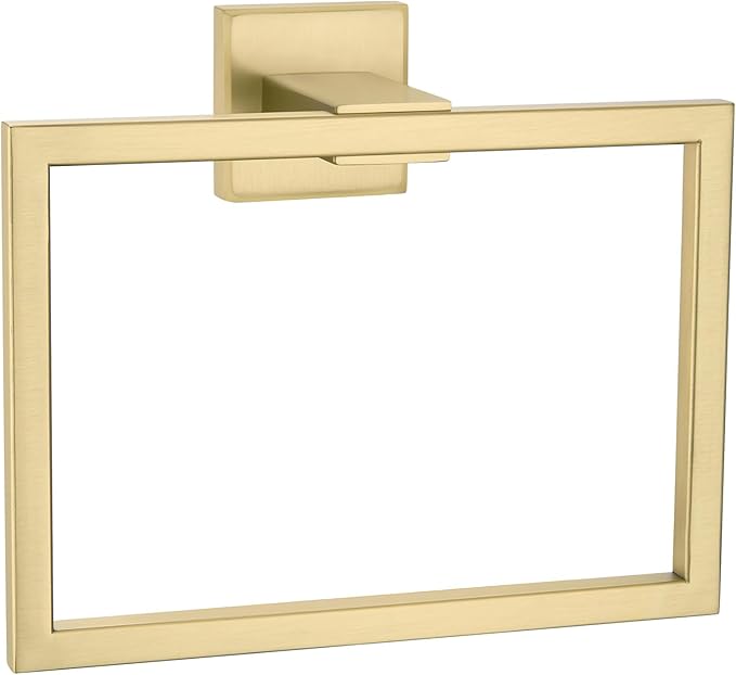 Angle Simple Towel Ring Square, SUS304 Stainless Steel Hand Towel Holder for Bathroom Wall, 7.09 Inches, Brushed Gold