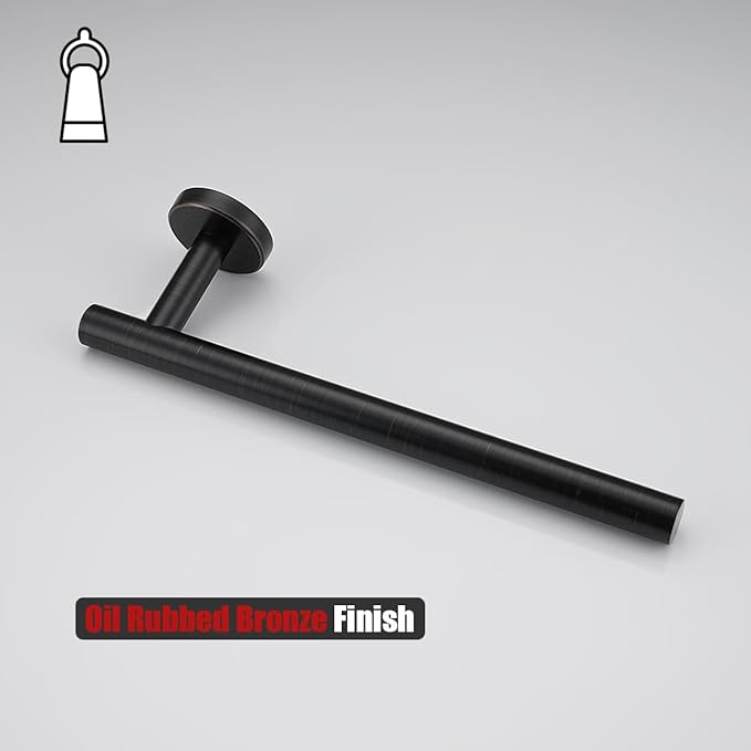 JQK Hand Towel Holder Towel Ring Oil Rubbed Bronze, 10 Inch Thicken 0.8mm 304 Stainless Steel Bathroom Hand Towel Bar, 9 Inch Useable Length Wall Mount Towel Rack Hanger, ORB, THH110L9-ORB