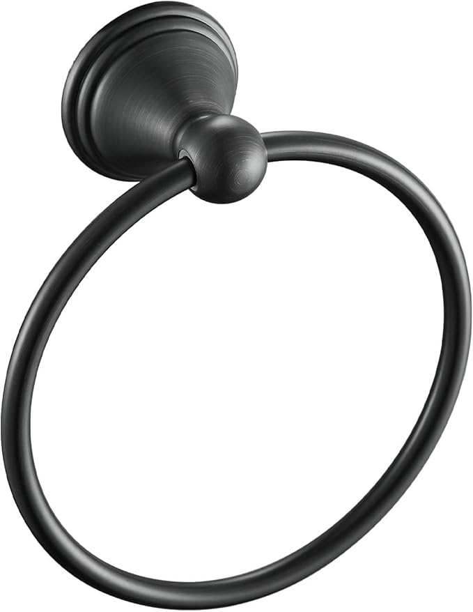 sagetta Matte Black Bathroom Hand Towel Holder Towel Ring 5.55-Inch Bath Towel Ring Diameter Wall Mount