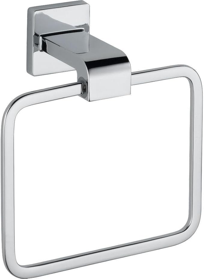 Delta Ara (1-Pack) Hand Towel Holder Polished Chrome Towel Racks for Bathroom Wall Square Towel Ring Holder for Bath Towel Hanger for Kitchen, Bathroom Accessories 77546