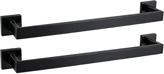 20 Inch Towel Bar 2 Pack for Bathrooms 12/16/20/24/28/32/36 Inch Stainless Steel 304 Brushed Nickel Towel Holder Modern Square Towel Rod Rustproof Wall Mount (2, Matte Black, 20 Inch)