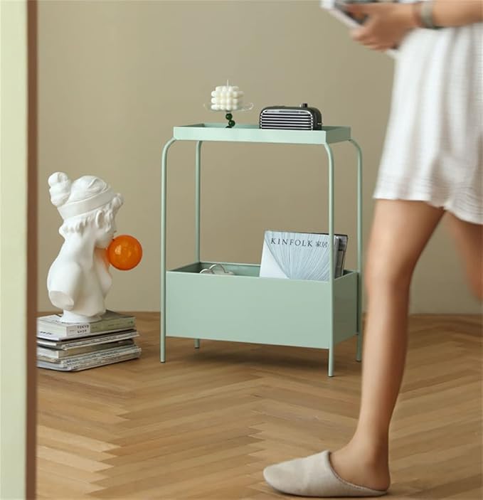 Wrought Iron Shelf Magazine Shelf Bathroom Accessories Bedside Table Bathroom Shelves Creative Shelf (Color : Green, Size : 1pcs) (Green 1pcs)