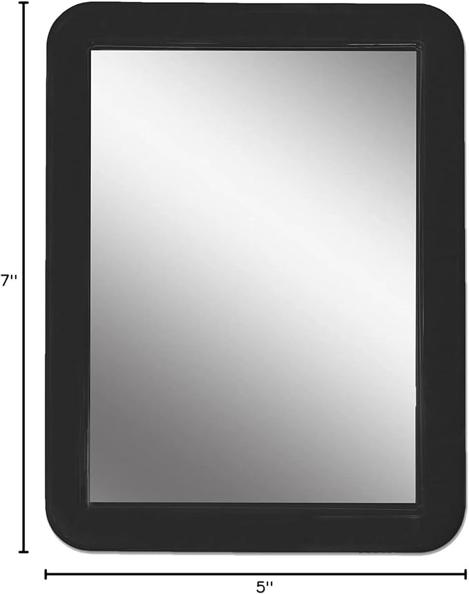 Locker Mirror Magnetic for Boys or Girls Locker, Black 5" x 7" - Real Glass Magnetic Mirror for School Locker, Office, Home